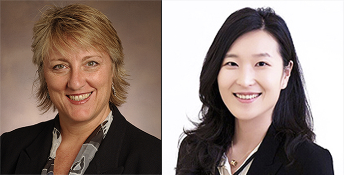 Headshots of Heidi Hamm, wearing a black coat, and Yun Young Yim, wearing a black jacket.